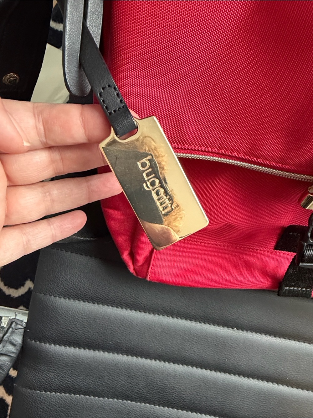 Bugatti Red Crossbody Bag with Black Strap and Gold Buckle - Picture 6 of 9